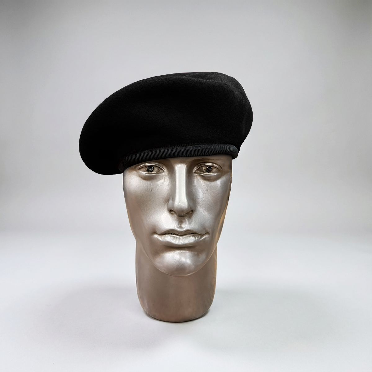 Black Wool Military Beret Cap