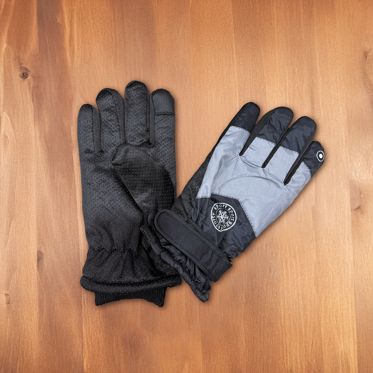 Grey Waterproof Fleece-Lined Winter Gloves