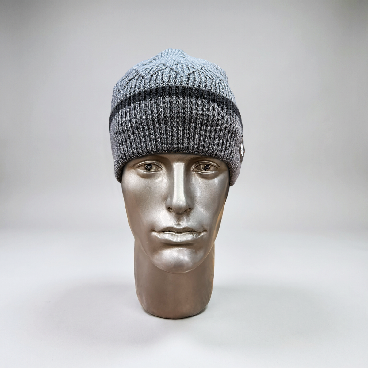 Light Grey & Dark Grey Two-Tone Knit Beanie